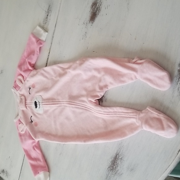 Carter’s Reindeer Pink Fleece One Piece 6 Months - Picture 1 of 4